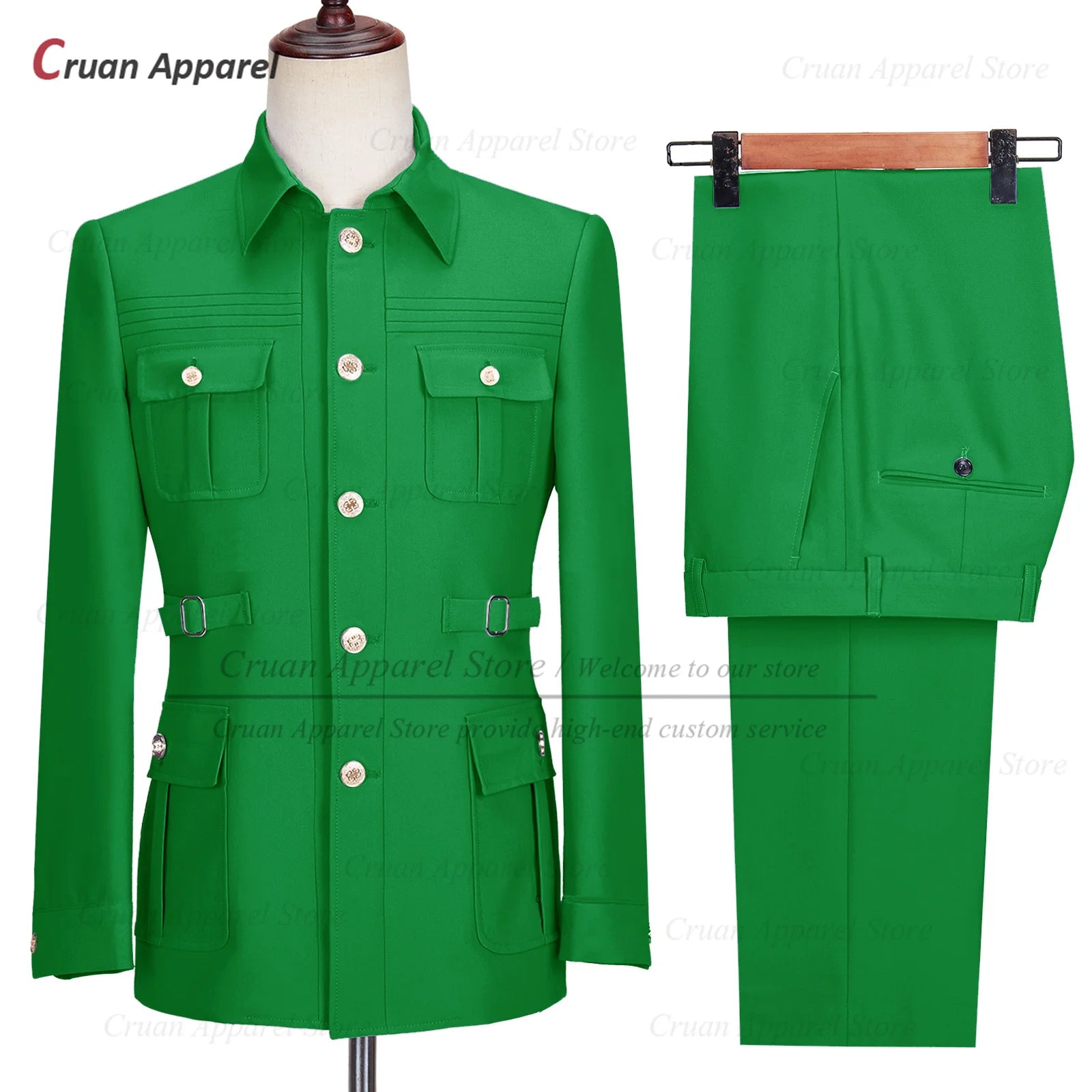 Fashion Men Suit Sets Costumes Formal Chinese Tunic Suit Blazer Pants 2 Pieces Tailor-made Wedding Business Prom Slim Fit Tuxedo