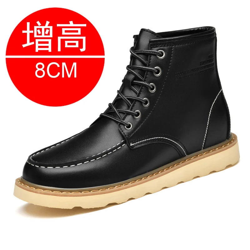 Men Boots Elevator Shoes Hidden Heels High Soft Leather Heightening Shoes For Man Increase Insole 10CM 8CM 6CM Height Boots
