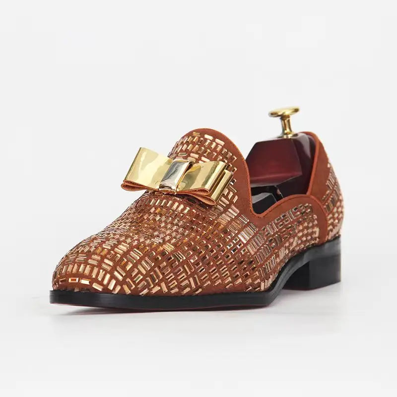 Luxurious Design Hot Sale  Men Shoes High-Quality Genuine Cow Leather Fashion Rhinestones Shoes Business Wedding leather shoes