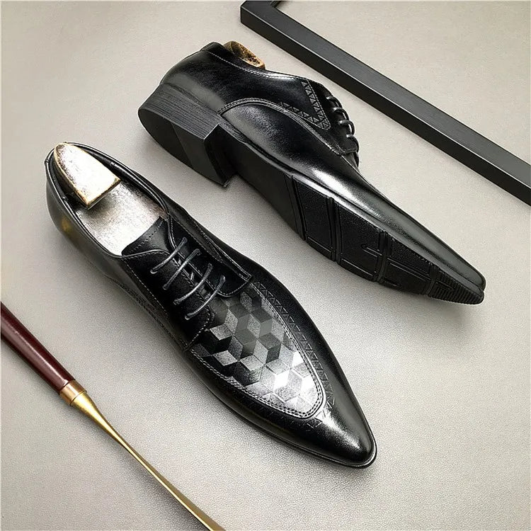 Pointed Toe Men's oxford Shoes Italian Genuine Leather Shoes Formal Men's Shoes Black Brown Lace Up Wedding Office Dress Shoe