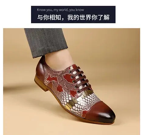 Luxusmarke Echtes Leder Herren Business Schuhe Mode Schlangenmuster Design Schnürschuhe Herren Business Anzug Bräutigam Hochzeitsschuhe