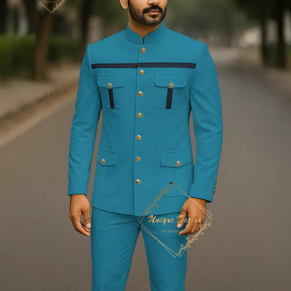 Ivory Formal Safari Suit Custom Made Indian Menswear for Wedding Groom Men's 2pcs Set Jacket Pants Slim Fit Party Dress