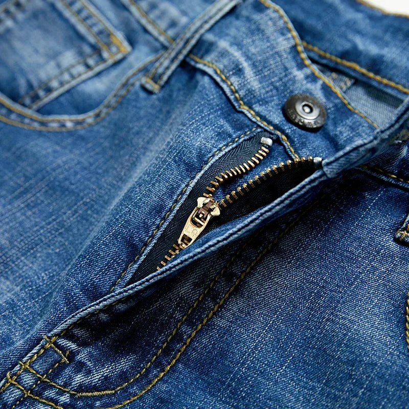 2025 Summer New Men's Denim Shorts Classic Black Blue Thin Section Fashion Slim Business Casual Jeans Shorts Male Brand