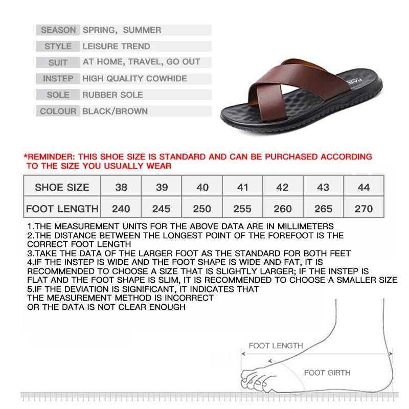 2023 High Quality Cowhide Men's Summer New Leather Slippers Casual Soft Leather Soft Sole Anti Slip Men's Sandals