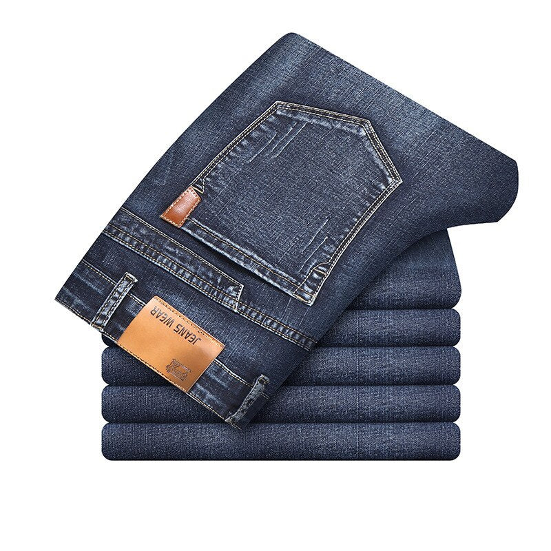 Blugi bărbați din bumbac Pantaloni denim Salopete clasice de marcă Pantaloni drepti pentru bărbați Mărime supradimensionată Blugi subțiri stretch Pantaloni creion