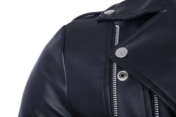 2026 Men's Biker Leather Jacket Large Size Stand Collar Zipper Colorful Jacket Youth Outerwear Casual Loose Fit Winter Coat