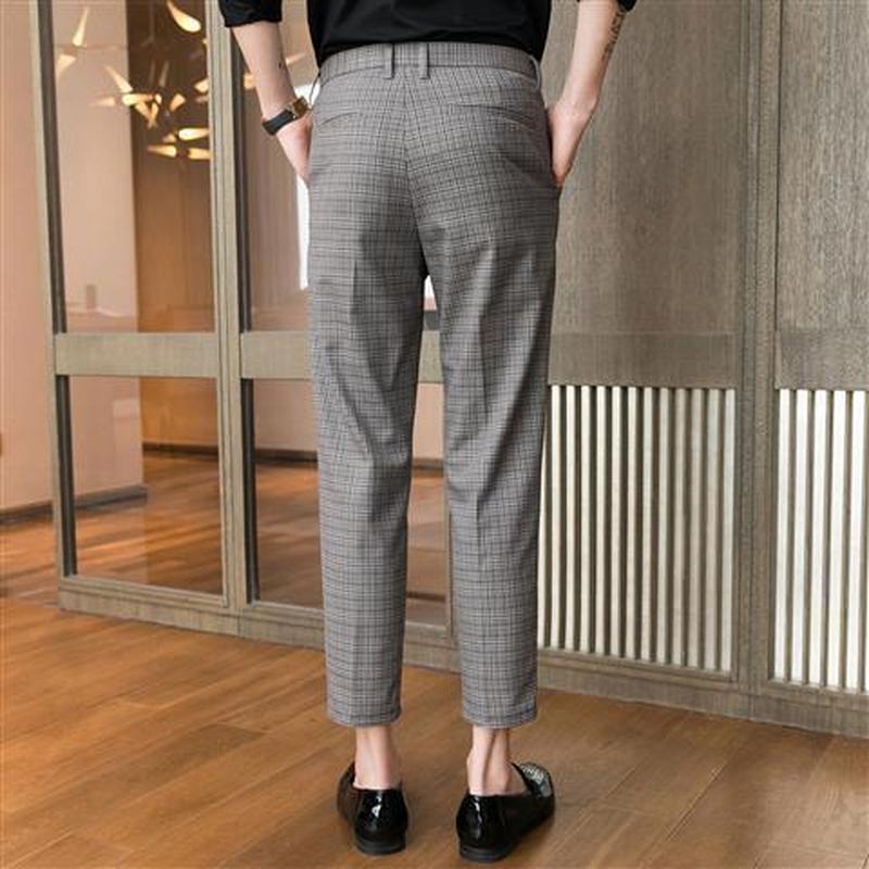 2023 Men Spring New Business Casual Suit Pants Male Slim Fit Social Suits Pants Men Stretch Streetwear Plaid Trousers