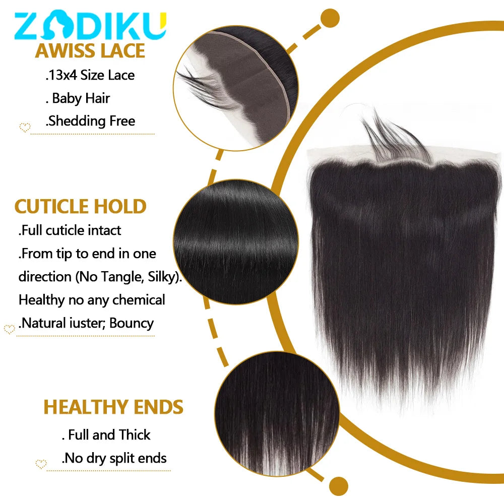 13x4 13x6 Ear To Ear Transparent Frontal Lace Only Straight 2x6 4x4 5x5 6x6 HD Lace Closure Human Hair 100% Brazilian Hair Quality Soft Silky Pre Plucked Bleached Knots Natural Hairline Virgin Hair Pieces For Women Daily Hair