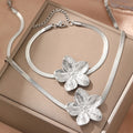 Stainless Steel Jewelry Set Exquisite Light Luxury Flower Pendant Minimalist Jewelry Set For Women Jewelry Party Gift Daily Wear