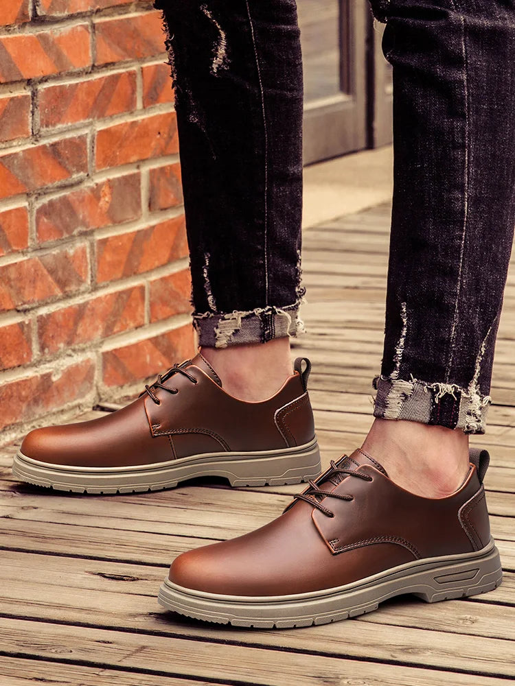 CLOHOO Handmade Men's Business Casual Shoes Comfortable Classic Lace-Up Work Shoes Fashionable Wedding Men's Footwear