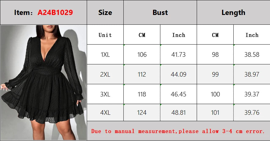 Neues sexy V-Ausschnitt Kurzarmkleid Übergröße Uni Polka Dot Langarm Amerikanischer schmaler A-Linien-Rock elegantes Party-Damenabendkleid