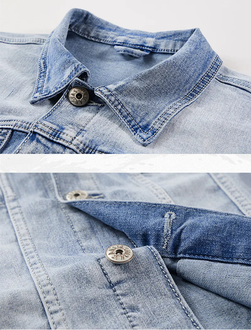 Frühling Herbst Denim Anzug Herren Slim Micro-Stretch Zweiteiler Frühling und Herbst Jacke Jeans