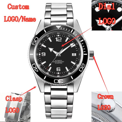 Custom watch logo for man Automatic high quality 41mm  NH35 Mechanical Watches Waterproof Sapphire Ceramic Bezel