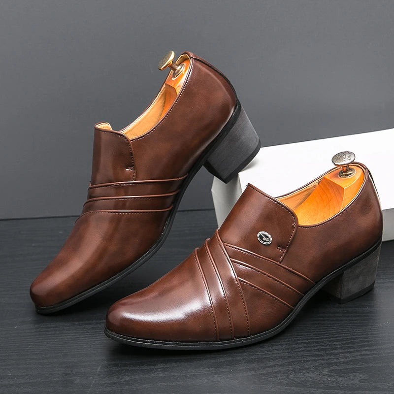 High-End Marke Herren Business Schnürschuhe Leder Erhöhte Höhe Britische Schuhe Herren Spitz zulaufende Zehe Schuhe Hochzeit Stiefel Größe:37-46