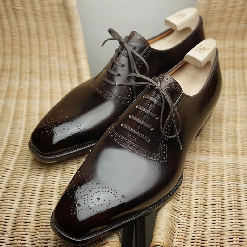 Pantofi Oxfords pentru Barbati Maro Negru Business Ancrati Pu Office Brogue Pantofi De Rochie Zapatos De Vestir Hombre