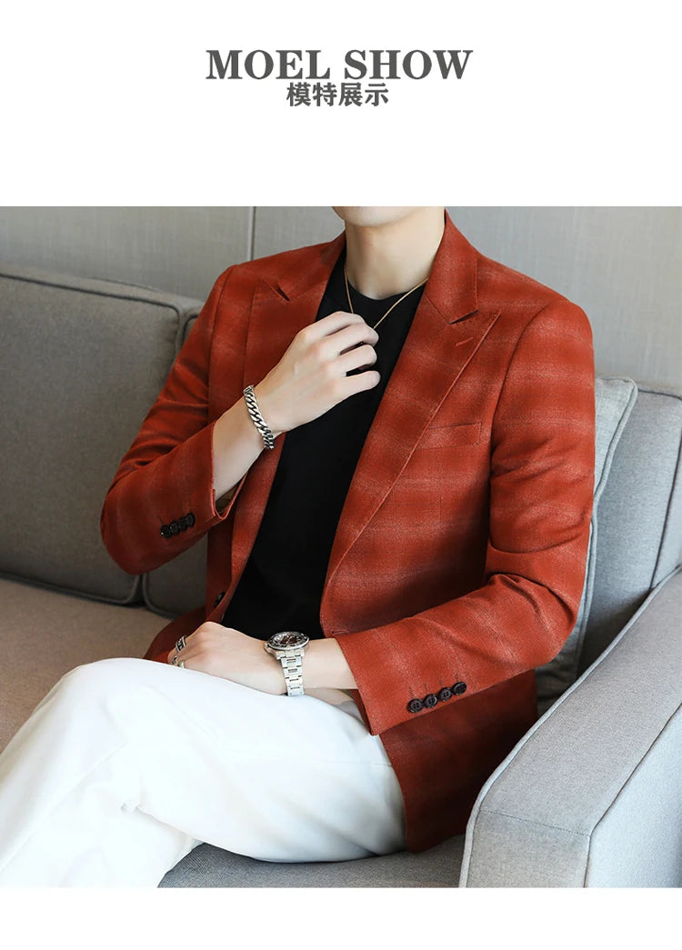 2024 New High-end Men's Two-button Suit Fashion Matching Handsome Casual Dating Slim Suit Single West Coat  Gucci Blazer Men