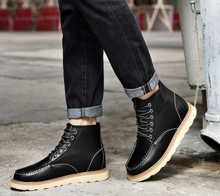 2024 Men Boots Elevator Shoes Hidden Heels High Soft Leather Heightening Shoes For Man Increase Insole 10CM 8CM 6CM Height Boots