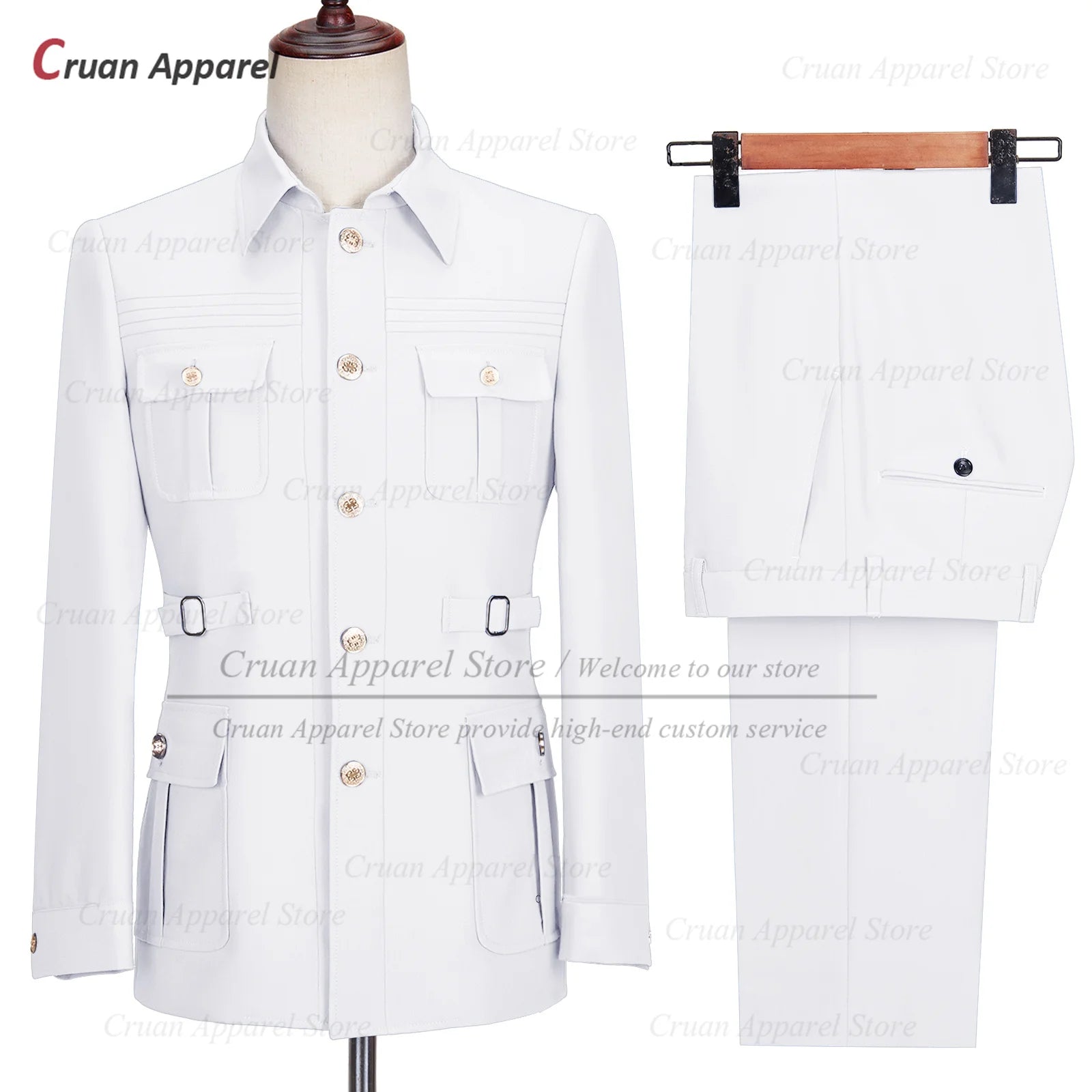 Fashion Men Suit Sets Costumes Formal Chinese Tunic Suit Blazer Pants 2 Pieces Tailor-made Wedding Business Prom Slim Fit Tuxedo