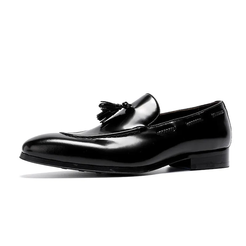 Britischer Stil Echtes Leder Herren Mokassins Atmungsaktive Quasten Slip-On-Abendschuhe Glänzende Business-Freizeit-Lederschuhe für den Sommer