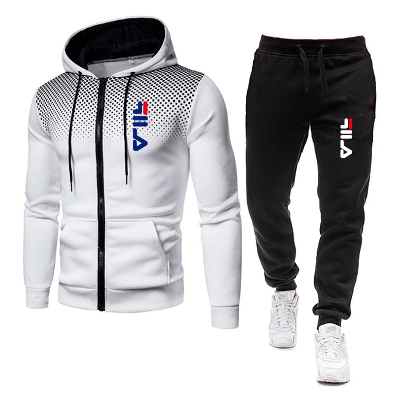 Noua haină pentru bărbați, toamnă/iarnă, cu glugă, cu fermoar, desene animate casual, costum sport cu buline, la modă, în aer liber, fitness, alergare, îmbrăcăminte sport