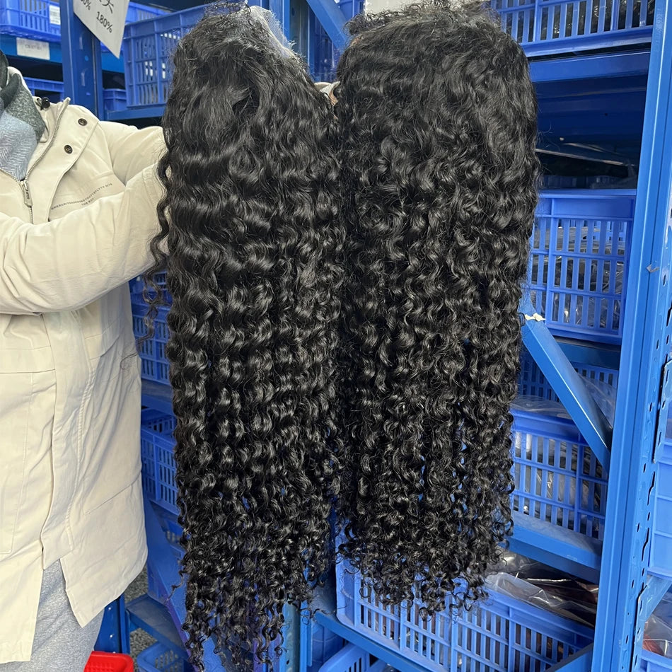 300% High Density Loose Deep Wave 40 46 50 Inch 13x6 13x4 HD Lace Frontal Human Hair Wig Brazilian 360 Full Curly Wigs For Women