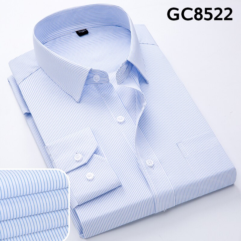 Business Anti-wrinkle Non-ironing Long-sleeved Shirt Men's Formal Plaid Stripe Cotton Classic Workplace Office Tooling