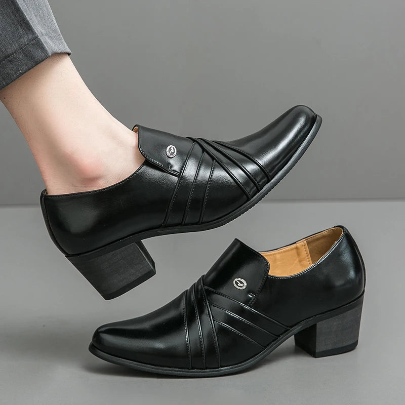 High-End Marke Herren Business Schnürschuhe Leder Erhöhte Höhe Britische Schuhe Herren Spitz zulaufende Zehe Schuhe Hochzeit Stiefel Größe:37-46