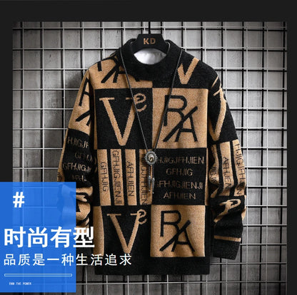 Men Knitted Sweater Stripe Pullovers Printing Round Neck Sweater  Autumn/Winter Designer Quality Casual Men Clothing Jumper