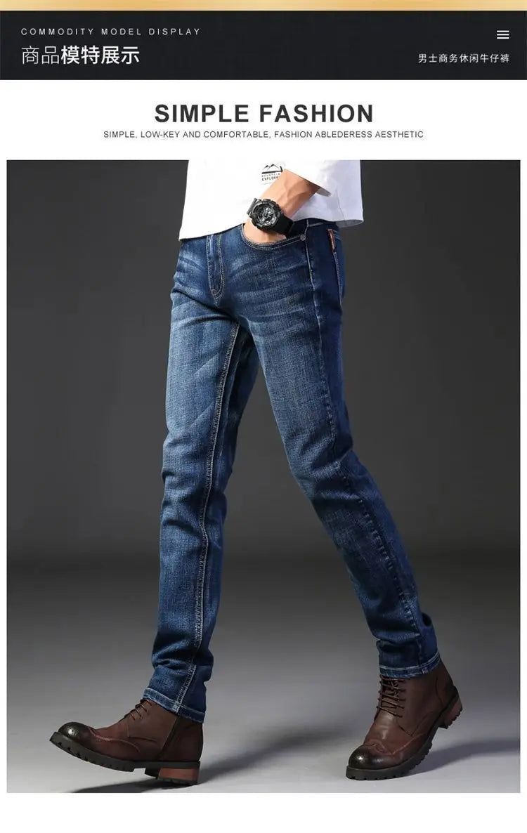 New Fashion Spring Autumn Men's Stretch Slim Jeans Casual Denim Luxury Clothing Men Designer Jeans Designer Clothes Cowboy Pants