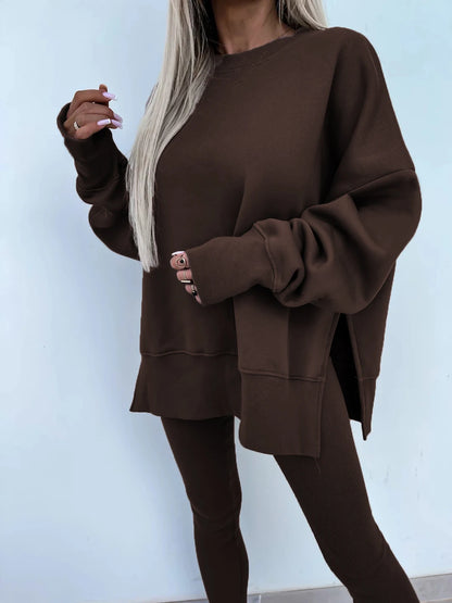 Spring summer  new Shirt  casual loose-fitting sweater tight pants 2 piece suit sets for women 2 pieces trousers sets