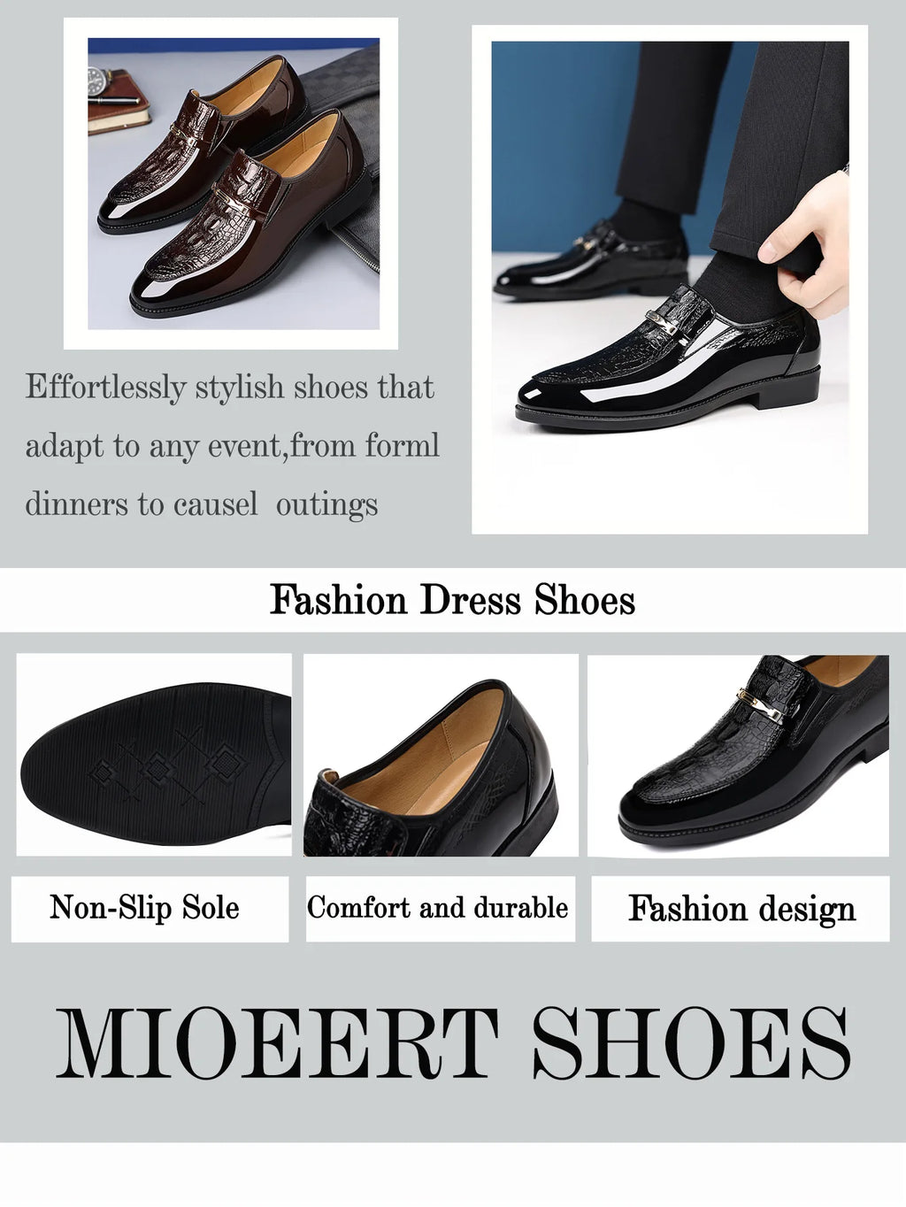 Luxury Men Dress Shoes Crocodile Leather Business Casual Shoes for Men Wedding Party Shoes High Quality Slip on Loafers Big Size