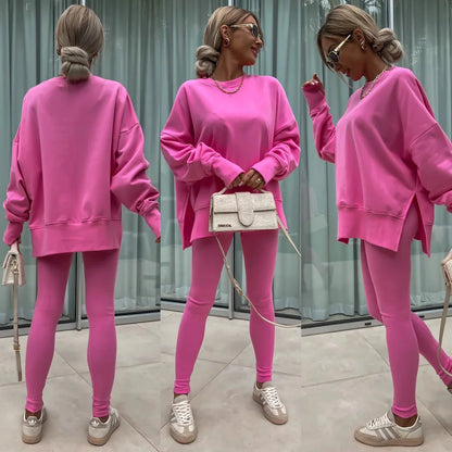 Spring summer  new Shirt  casual loose-fitting sweater tight pants 2 piece suit sets for women 2 pieces trousers sets
