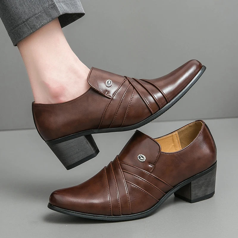 High-End Marke Herren Business Schnürschuhe Leder Erhöhte Höhe Britische Schuhe Herren Spitz zulaufende Zehe Schuhe Hochzeit Stiefel Größe:37-46