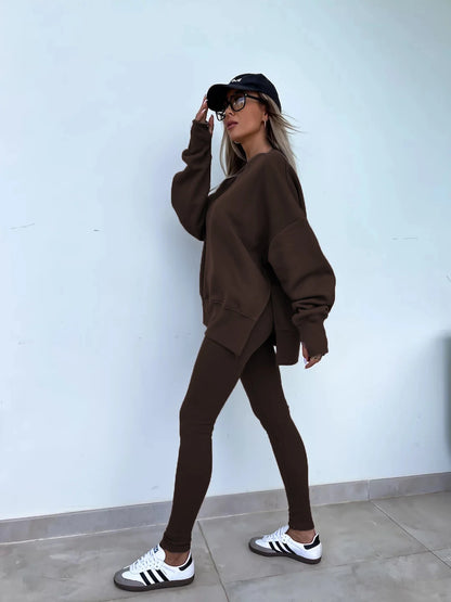 Spring summer  new Shirt  casual loose-fitting sweater tight pants 2 piece suit sets for women 2 pieces trousers sets