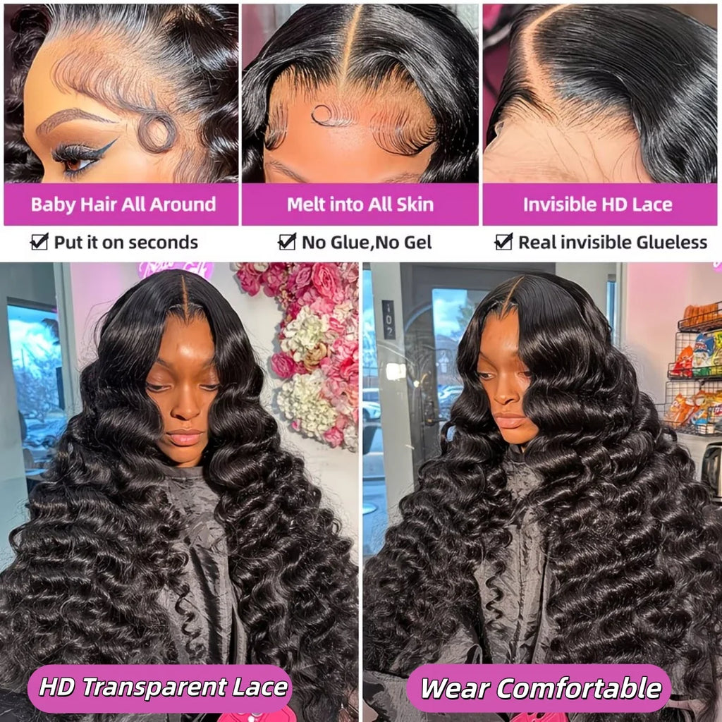 Deep Wave Lace Front Wigs Human Hair 13x6 HD Lace Front Wigs Burmese Curly 13X4 Human Hair Pre Plucked Brazilian Curly Human Hair Wig 200 Density Deep Wave Frontal Wigs Human Hair HD Lace 26 Inch Curly Wigs for Black Women Pr