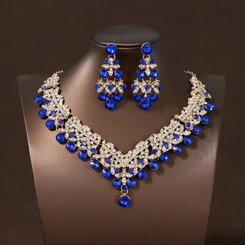 Itacazzo Bride Accessories Exquisite Necklace Earrings Three Piece Set&Suitable for Women's Wedding, Birthday, Party Matching