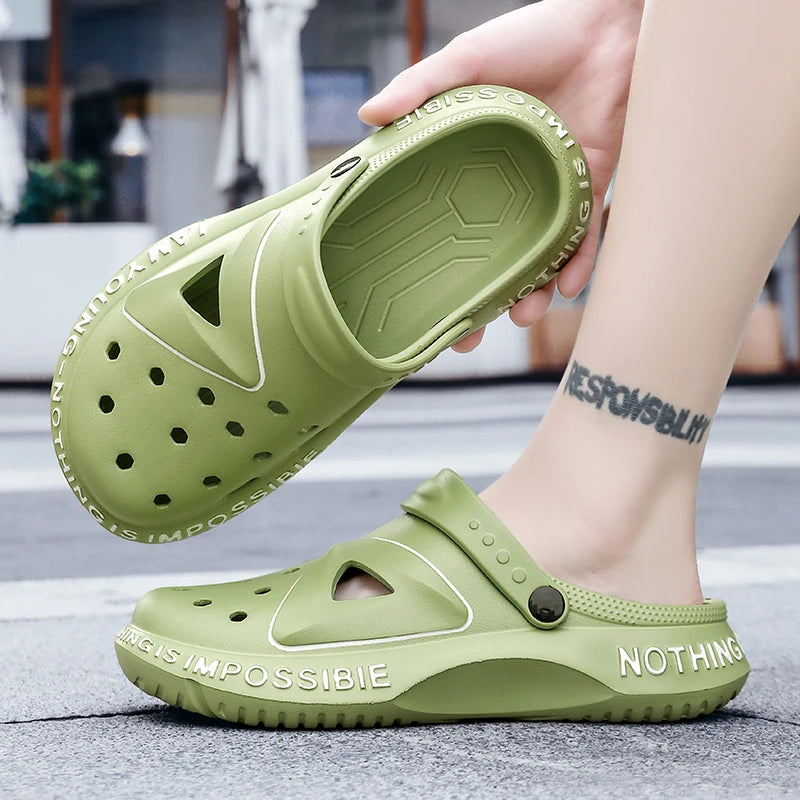 Summer Men's Clogs Sandals Women Beach Slippers Non-Slip Breathable Beach Sandals Trendy Garden Shoes Male Flip Flops