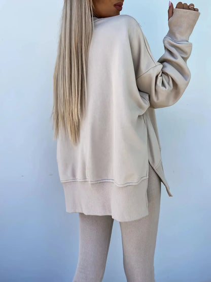 Spring summer  new Shirt  casual loose-fitting sweater tight pants 2 piece suit sets for women 2 pieces trousers sets
