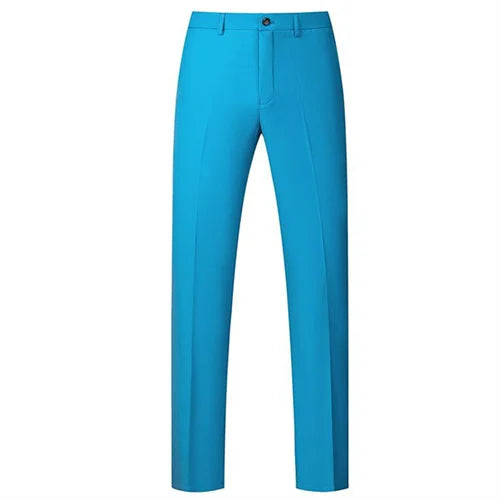 New Men Solid Colour Formal Suit Pants Black / Red / Royal Blue Homme Wedding Office Social Slim Fit Trousers