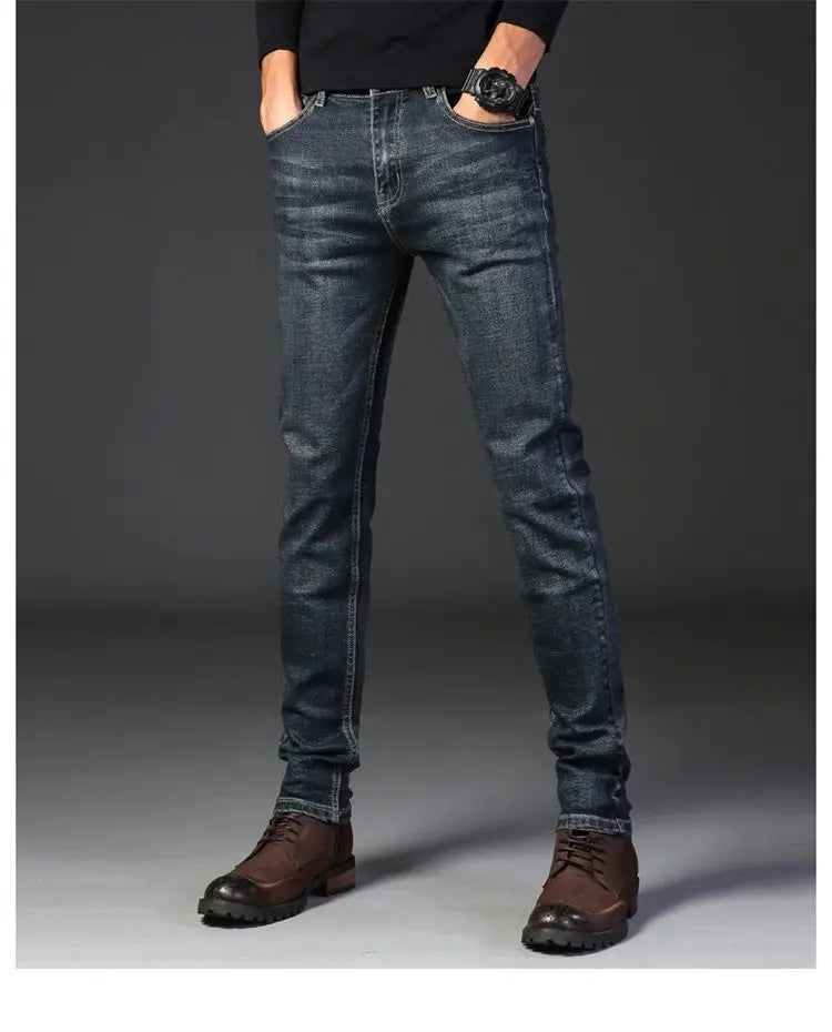 New Fashion Spring Autumn Men's Stretch Slim Jeans Casual Denim Luxury Clothing Men Designer Jeans Designer Clothes Cowboy Pants