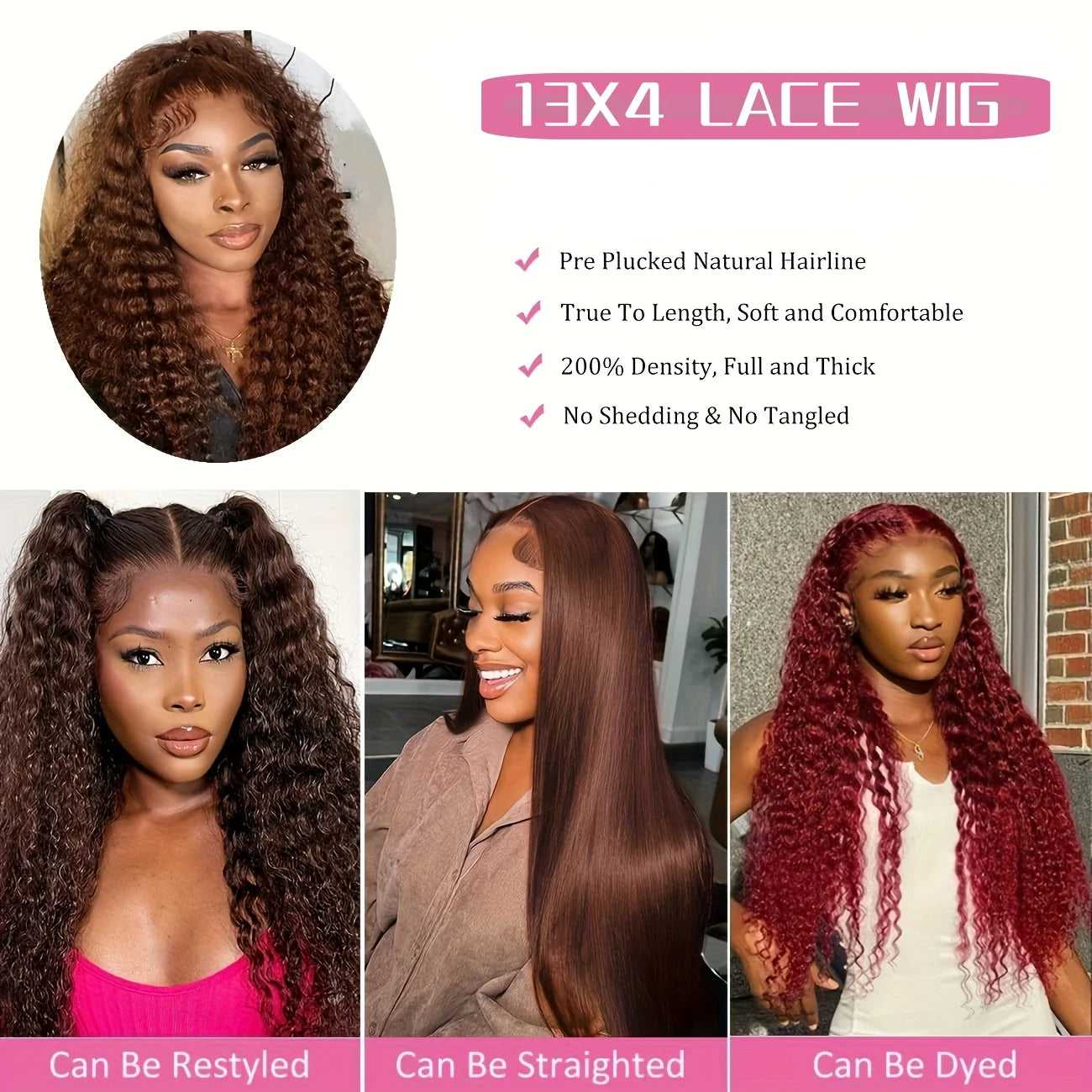 Chocolate Brown Curly Human Hair Wig 13x4 Lace Front Human Hair Wigs For Women Jerry Curly Glueless Wigs On Clearance Sale