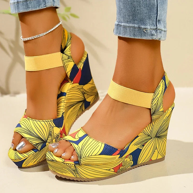 Shoes for Women  New Women Wedge Sandals Retro Ethnic Printing Platform Sandals Ladies Casual Comfortable Outdoor Sandals