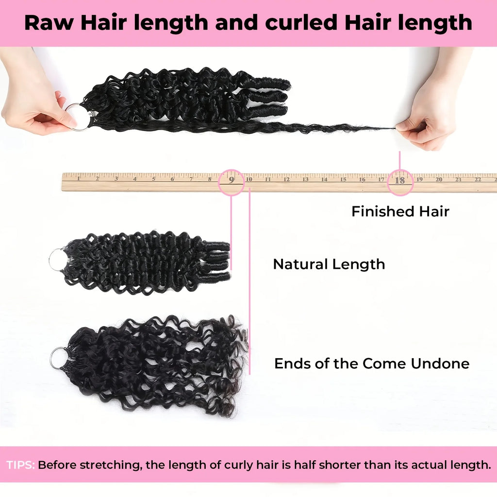 Burmese Curly Human Hair Extensions Boho Braided Pre-Looped Feather Crochet Hair with Miracle Knots Spiral Curly Hair for Braids