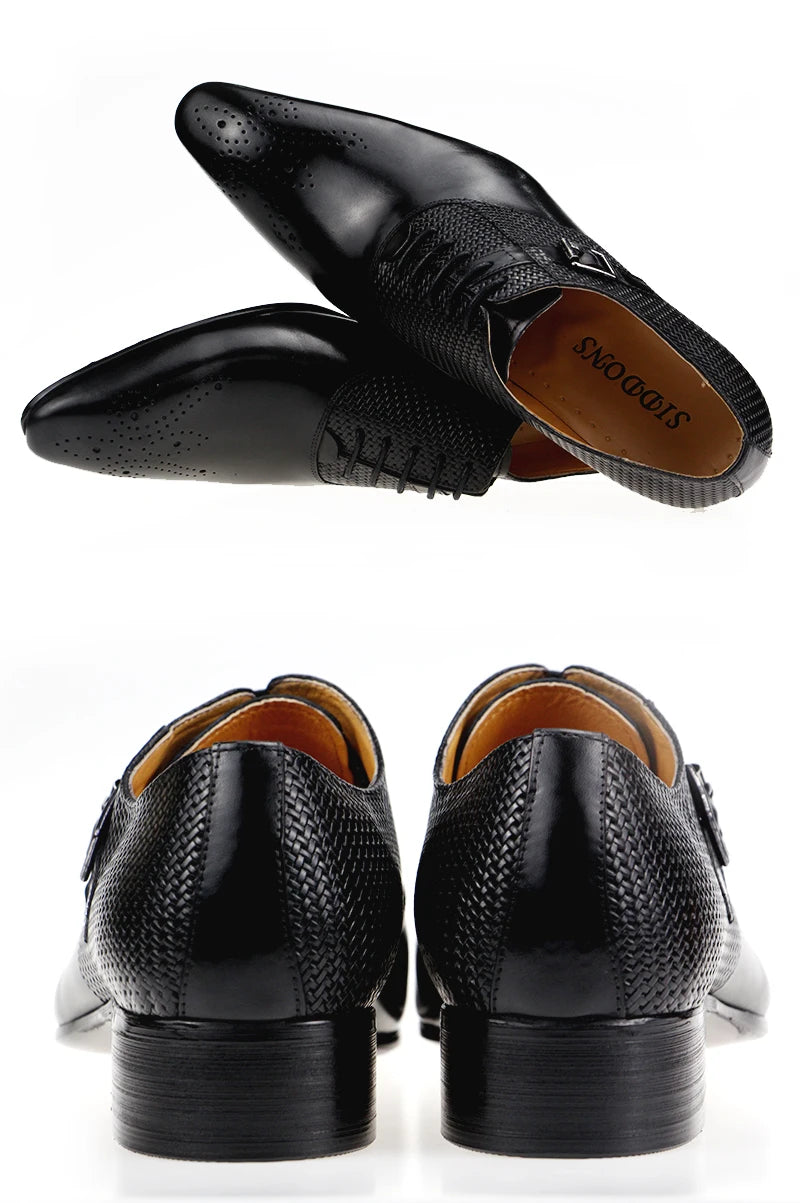 Herren Anzugschuhe aus echtem Leder, modische Business-Schuhe, Herren Hochzeitsschuhe, Loafer, Webmuster, Schnürung, tägliche Brogue-Schuhe