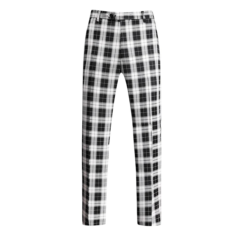 New Autumn Men's Asian Size Slim Fit Suit Pants, Black White Plaid Pant, Red Blue Vertical Striped Trousers. M-5XL 6XL