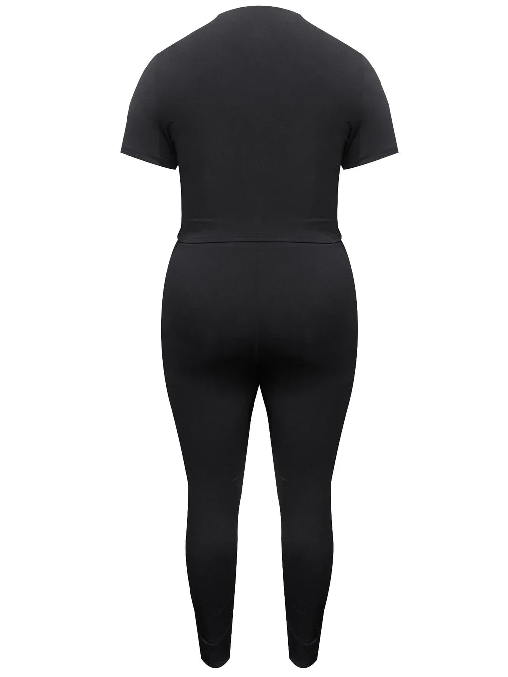 LW Crop Top Rhinestone Heart Decor Pant Set Women Spring Summer Short Sleeve T-shirt & Skinny Leggings Suit Two Pieces Outfit