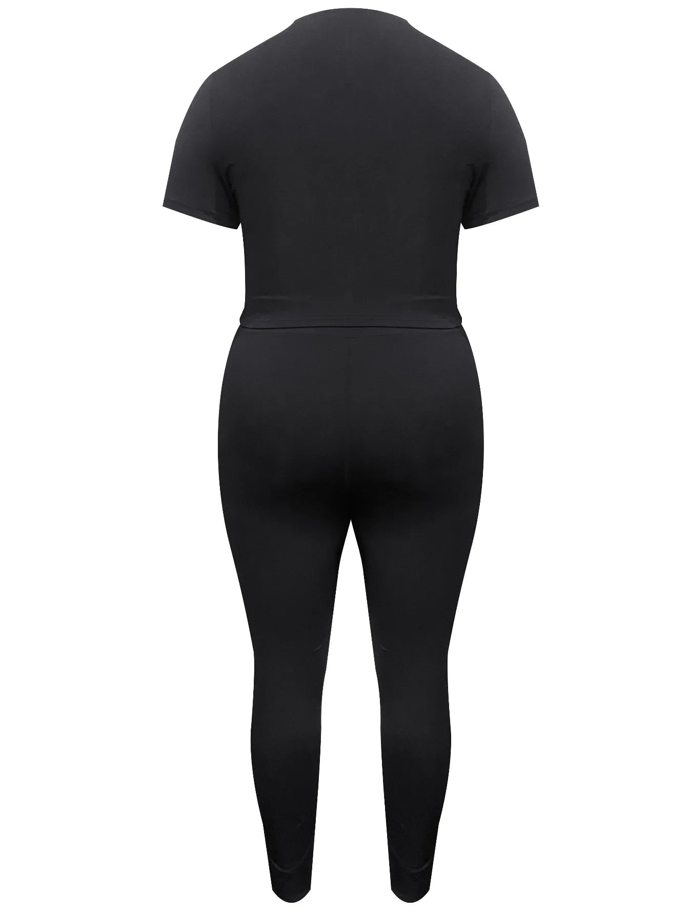 LW Crop Top Rhinestone Heart Decor Pant Set Women Spring Summer Short Sleeve T-shirt & Skinny Leggings Suit Two Pieces Outfit