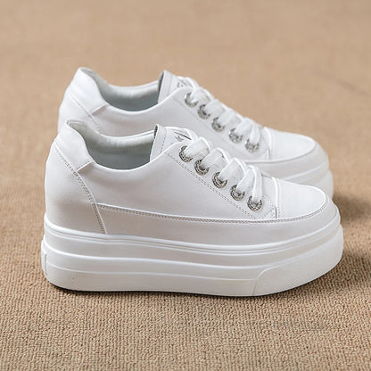 Women's Sneakers  New Casual Shoes Woman Autumn Comfortable Breathable White Shoe 8CM Heels Height Increasing Platform Femme