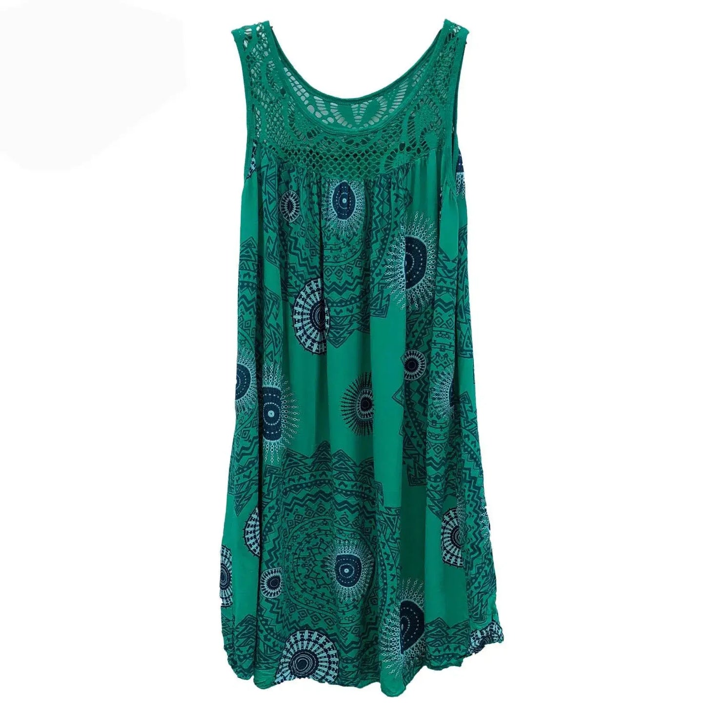 Damenbekleidung Sommer ärmelloses Trägerkleid Spitzenmuster ärmellos großer Schwung lockeres sexy Kleid langer Rock Übergröße