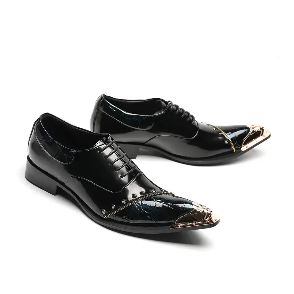 Luxusmarke Herrenschuhe Glitzer Gold italienische Hochzeitsschuhe Herren Leder Spitz Zehe Anzugschuhe Übergröße Herrenschuhe